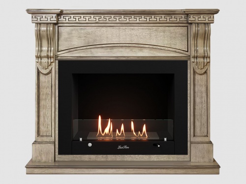 Каминный портал МДФ "Мюнхен 1250" с биокамином Lux Fire "Фаер Бокс 3 - 30" (бежевый)