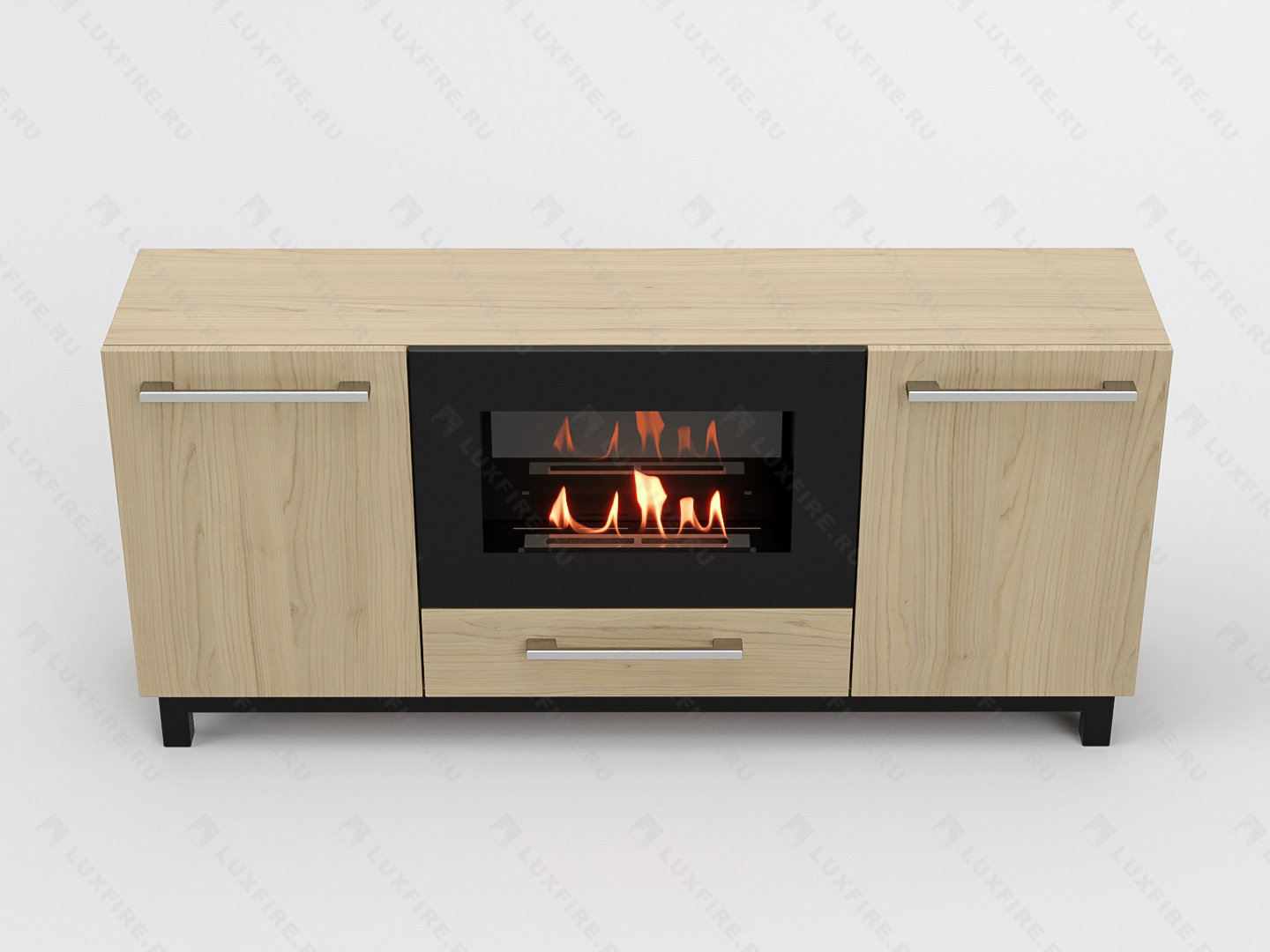 Тумба ТВ Lux Fire "Амур" напольная 1400 матовая, светлый дуб с биокамином 600 по цене 82 551 руб.